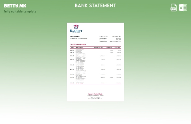 модерен стил Доминика Барнет Капитал извод на ексел шаблон